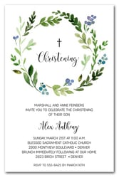 Blue Buds Wreath Baby Party Invitations
