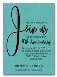 Join Us Shimmery Turquoise Business Anniversary Invitations