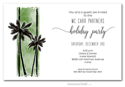 Palm Silhouettes on Green Holiday Invitations