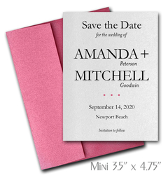 Simplicity Mini Save the Date Cards Wedding / HOT PINK Envelopes