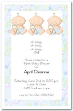 Baby Shower Invitations Babycakes Triplet Boy Baby