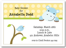 Baby Shower Invitations Baby Hippo & Bird Baby Shower