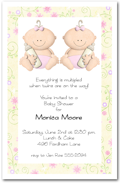 Babycakes Twin Girls Baby Shower Invitation