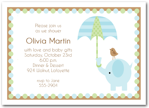 Elephant amp; Umbrella Boy Baby Shower Invitations  Boy Baby Shower 