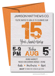 Grunge Orange Business Anniversary Shimmery Invitations