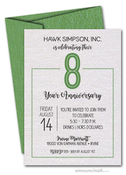 Numbered Green Business Anniversary Shimmery Invitations