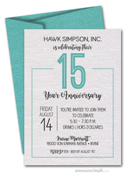Numbered Turquoise Business Anniversary Shimmery Invites