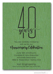 Slender Shimmery Green Business Anniversary Party Invitations