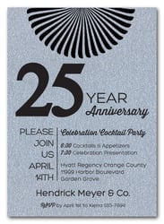 Sunburst Shimmery Silver Business Anniversary Invitations