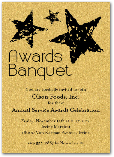 stars on gold sparkle business awards invitations wedding ceremony order of service