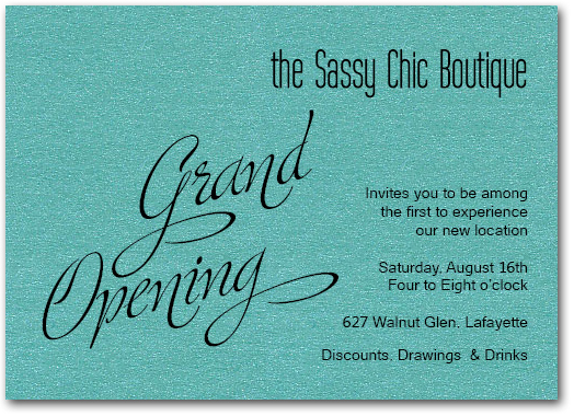 Teal Sparkle Grand Opening Business Invitations