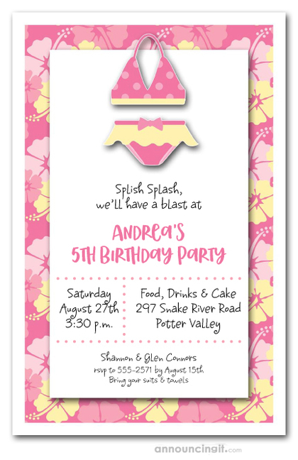 Hibiscus & Bikini Party Invitations