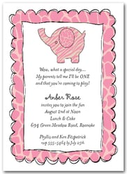 Exotic Pink Baby Elephant Party Invitations