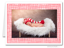 Red Crosshatch Photo Holder Holiday Cards (H)