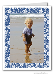 Hibiscus on Blue Tropical Holiday Photo Holder Cards (V)