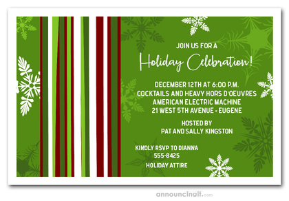 Mod Snow on Green Holiday Invitations