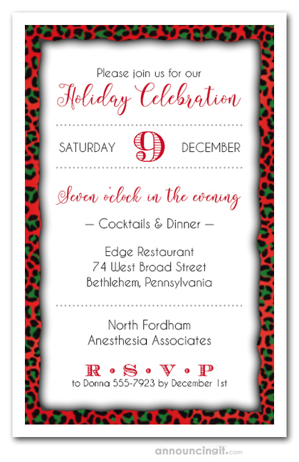 Holiday Leopard Print Party Invitations