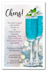 Blue Cocktails Party Invitations