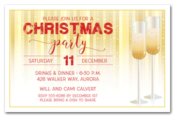 Christmas Invitations Champagne Glasses on Stars Holiday Invitations