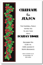 Holly String Holiday Party Invitations