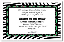 Christmas Invitations Zebra & Holly