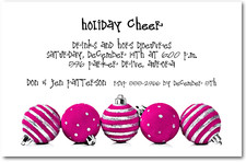 Silver & Hot Pink Ornaments Holiday Invitations