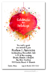Red Ornaments & Snowflakes Holiday Party Invitations