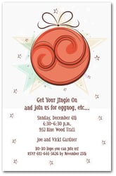 Red Ornament and Stars Holiday Invitations