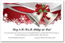Christmas Invitations Silver Bells Holiday Party Invitations
