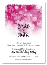 Snowflakes on Hot Pink Holiday Save the Date