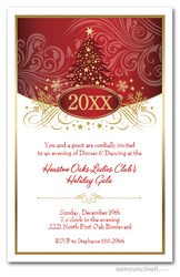 Christmas Invitations Swirled Red Christmas Tree Holiday Party Invitations