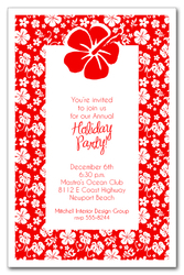 Aloha Hibiscus on Red Holiday Invitations