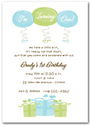 Blue and Green 1st Birthday Presents & Balloons Invitation