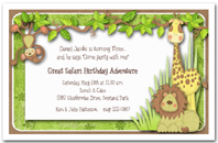 Jungle Hangout First Birthday Party Invitation