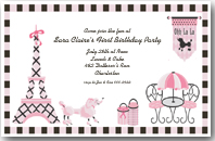 Pink Poodle in Paris Girls Birthday Invitations