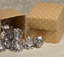 Taupe Polka Dot Favor Box 2 inch square two piece boxes