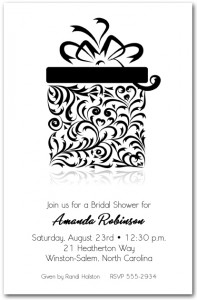 Black Filigree Gift Box Bridal Shower Invitation