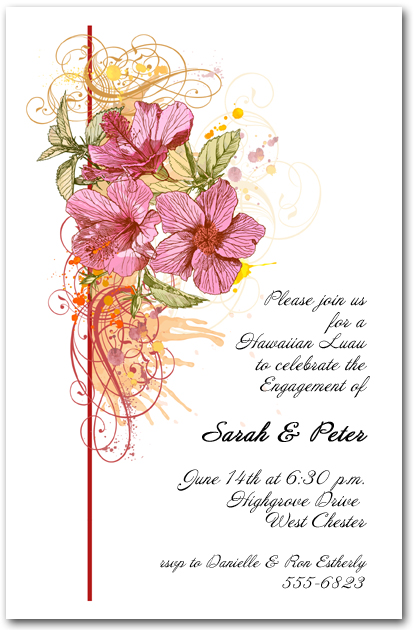 Pink Hibiscus Swirl Tropical Invitation