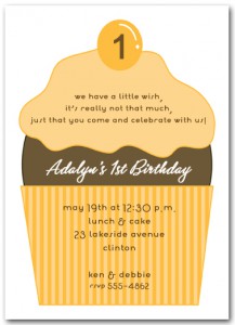 Orange and Chocolate Cupcake First Birthday Invitation