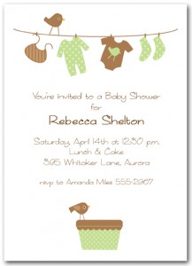 Green and Brown Baby Laundry Baby Shower Invitation
