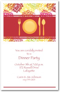 Placesetting and Floral Blooms Dinner Party Invitation