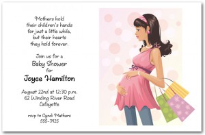 Pregnant Mom on Dots Baby Shower Invitation