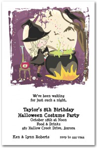 Cute Witch's Cauldron Halloween Invitations