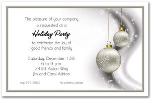 Rhinestone Silver Ornaments Holiday Invitations