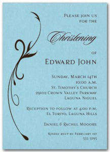 Flourish on Blue Boy Christening Invitation