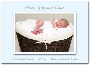 Baby Love Blue Christmas Photo Cards