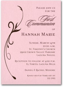 Flourish on Pink Girl Christening Invitation