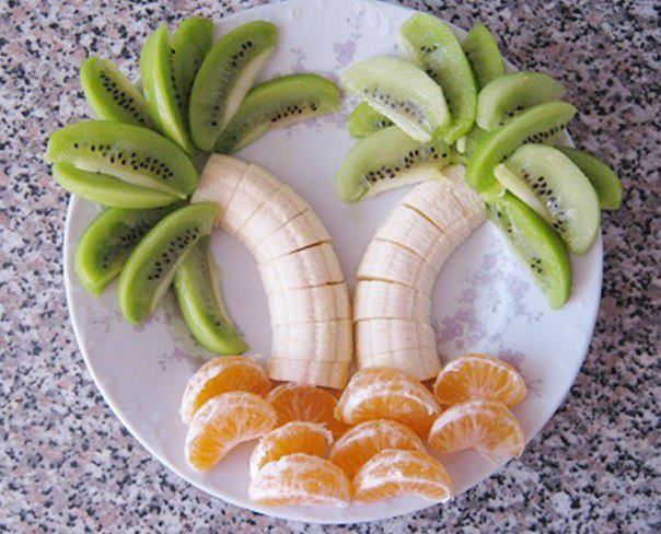 Fruit displayed as palm trees