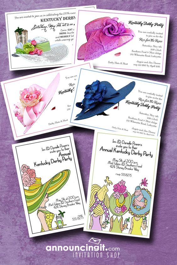 Kentucky Derby Hats Party Invitations | See the entire collection at Announcingit.com