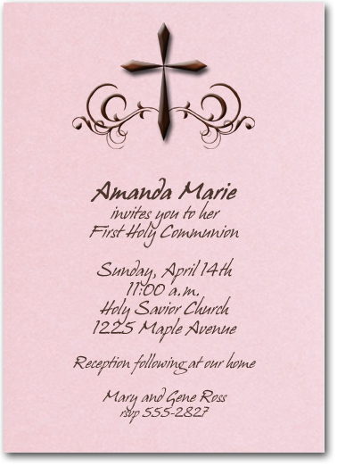 Holy Cross Shimmery Pink Invitations